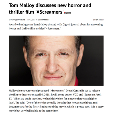 Tom Malloy discusses new horror and thriller film '#Screamers'  